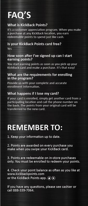 KICKBACK LOYALTY BROCHURES - Spanish – KickBack POP