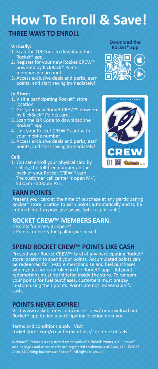 Kickback Card Rocket Crew Brochures – KickBack POP
